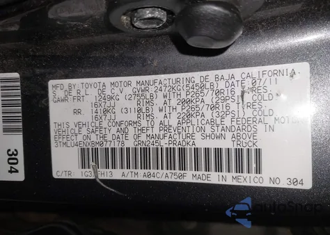 2011 Toyota Tacoma Base V6 из США, поврежденный, VIN 3TMLU4ENXBM077178